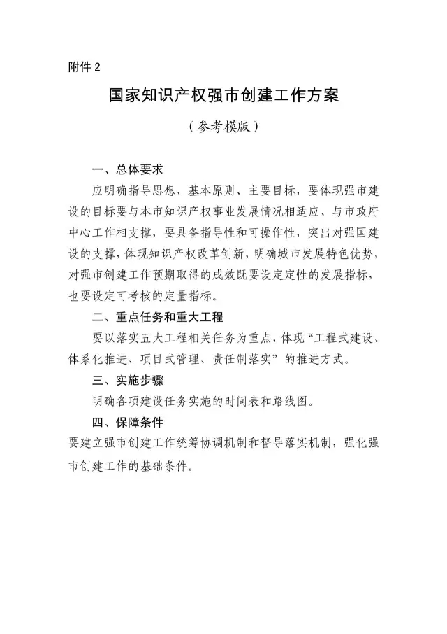 國知局：關(guān)于開展國家知識產(chǎn)權(quán)強市創(chuàng)建市評定工作的通知