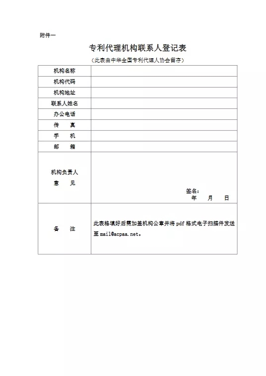 中華全國專利代理人協(xié)會：3月3日前需提交專利代理機構(gòu)聯(lián)系人信息!