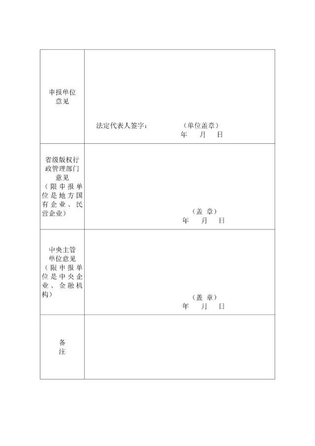 國家版權(quán)局：統(tǒng)一啟用全國版權(quán)示范城市、示范單位等申報(bào)表通知（附申請(qǐng)表）