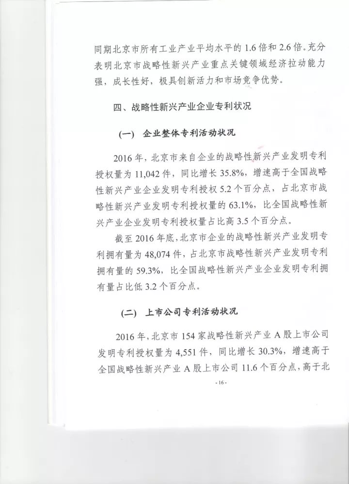 《2016年北京市戰(zhàn)略性新興產(chǎn)業(yè)知識產(chǎn)權（專利）狀況》白皮書