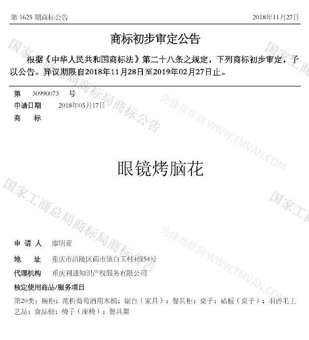 “吾沒想稻；糕手云集”等商標公告中有意思的商標