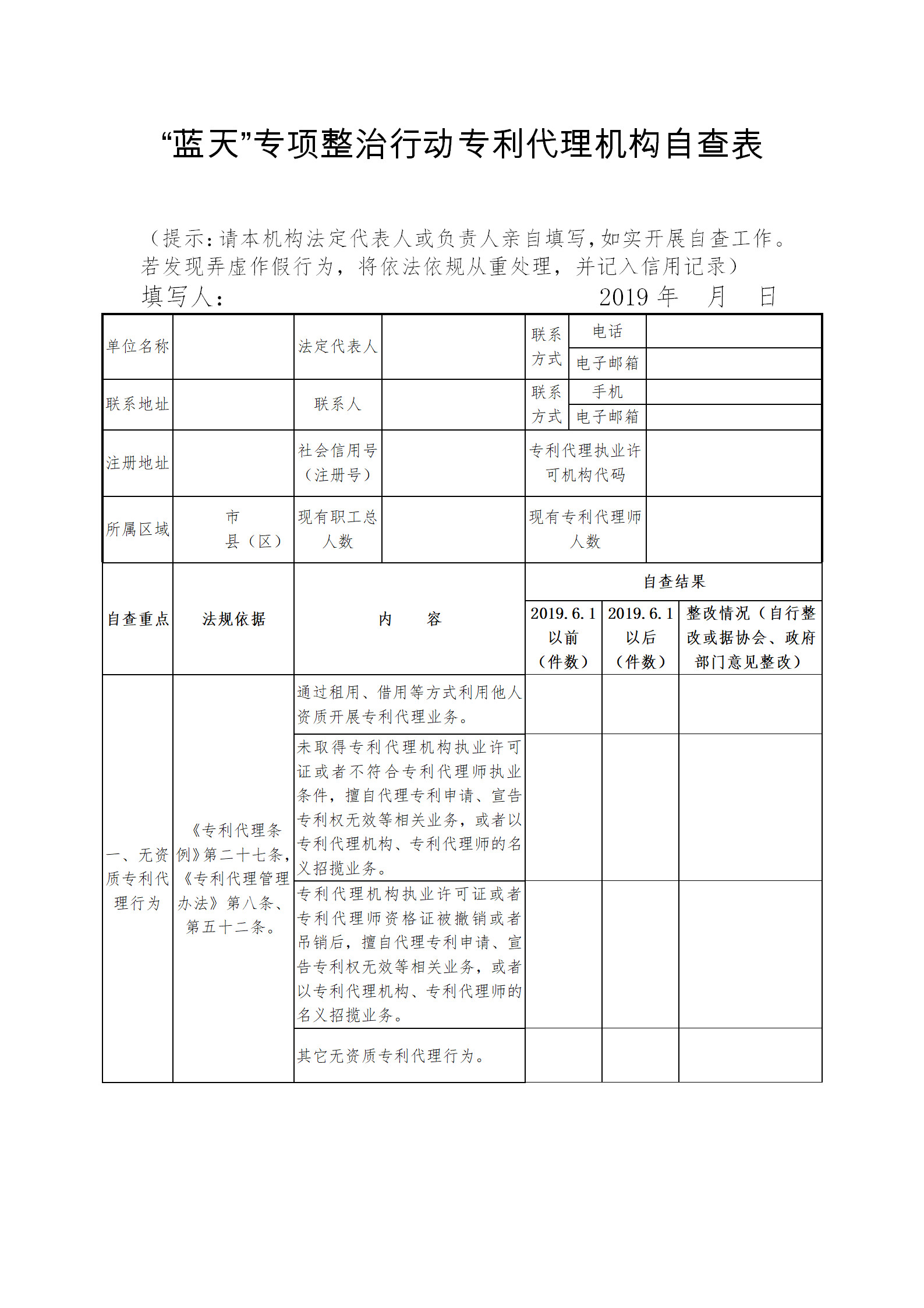 北京專利代理師協(xié)會為“藍天”專項整治行動，開展自查承諾工作