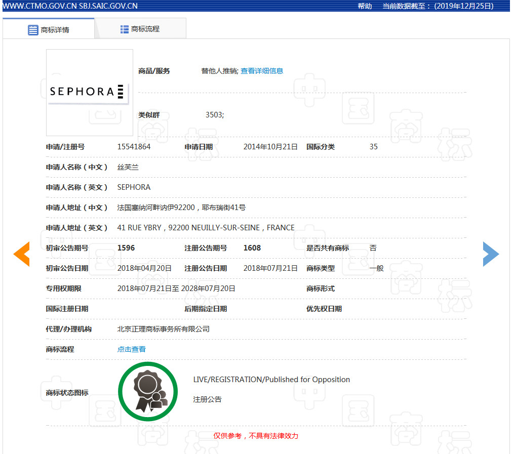 美妝巨頭絲芙蘭被東莞某公司搶注商標了？