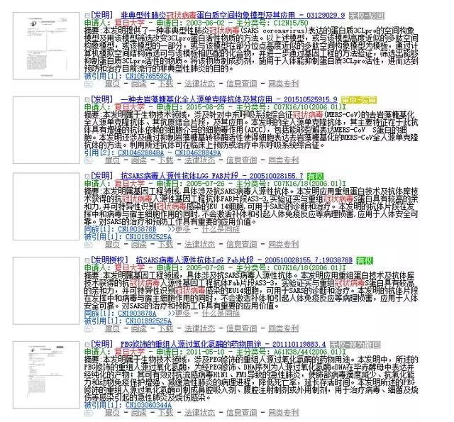 復旦大學、廈門大學、浙江大學、中山大學關于冠狀病毒專利情況