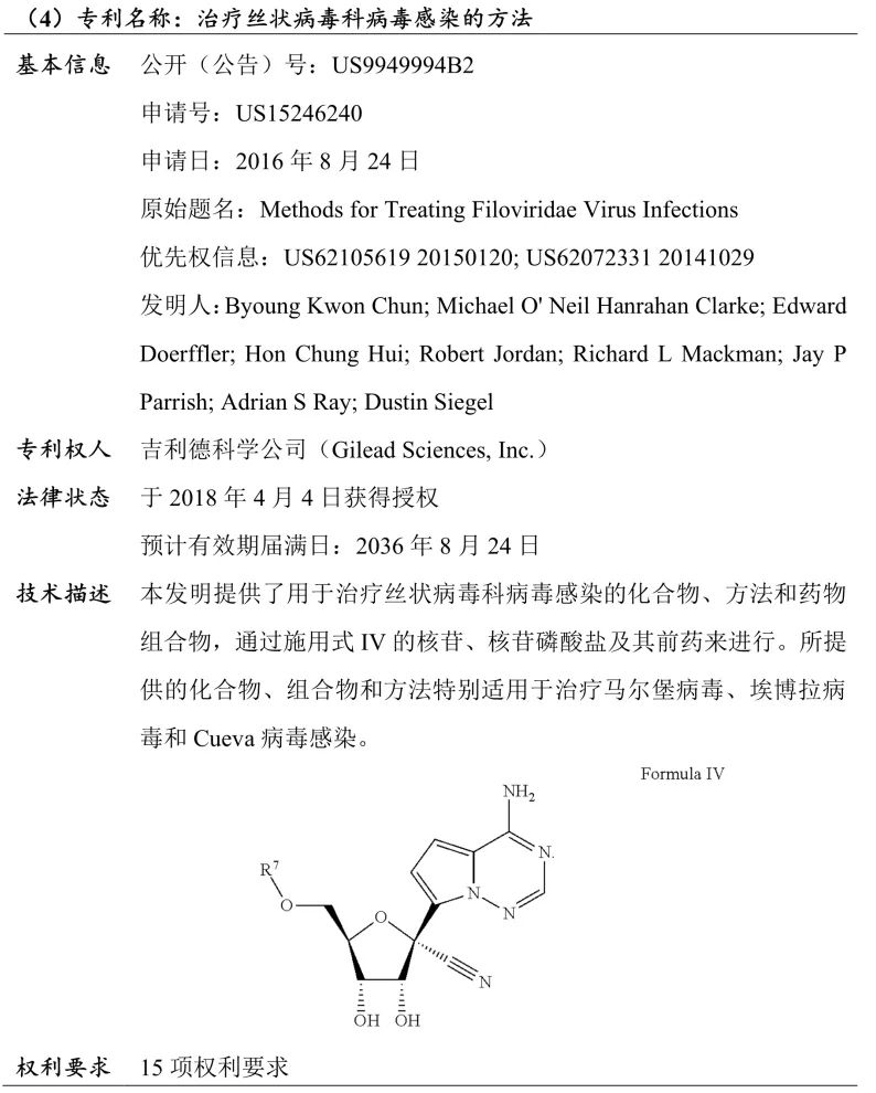 吉利德科學(xué)公司Remdesivir（瑞德西韋）相關(guān)專利介紹