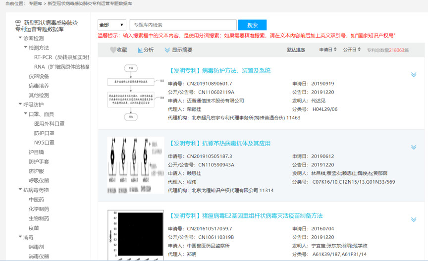 剛剛！抗擊新冠病毒感染肺炎專利運營專題數(shù)據(jù)庫正式上線