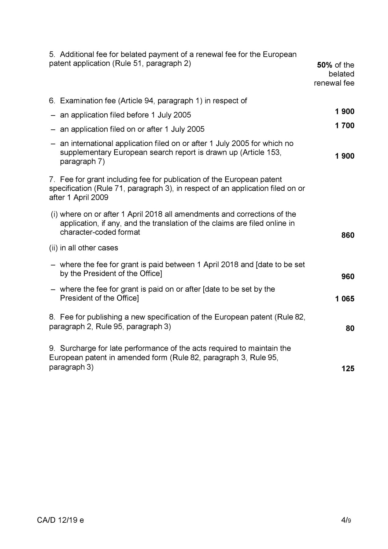 歐洲專利局自2020年4月1日起實施新的收費標準