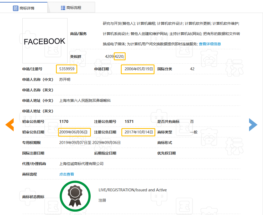 全球性社交網(wǎng)站“Facebook”的商標(biāo)被中國人無效了？