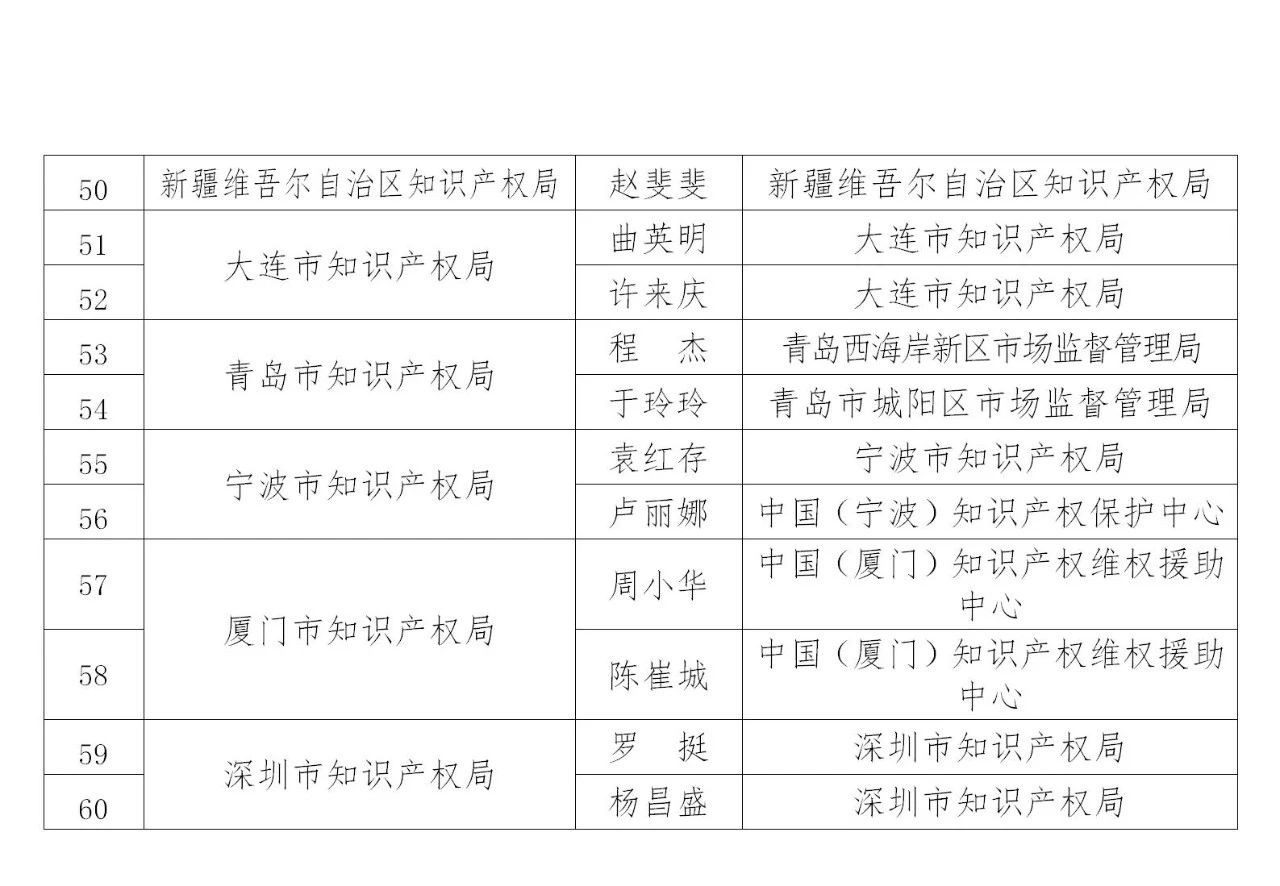 國知局：2019年度企業(yè)知識產(chǎn)權(quán)工作先進集體和先進個人評選結(jié)果公示