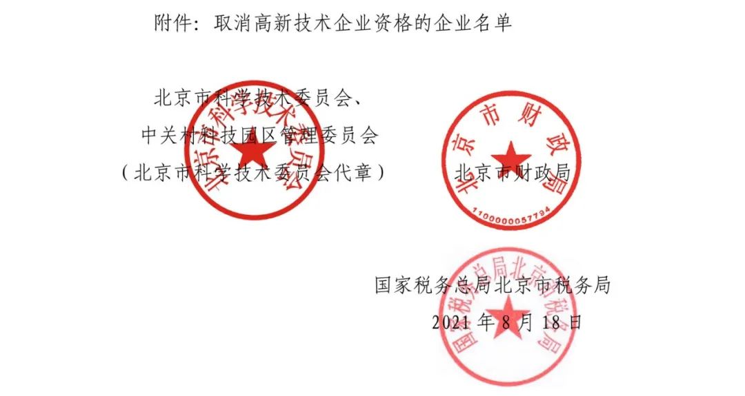 2021年北京已有97家企業(yè)被取消高新技術企業(yè)資格！