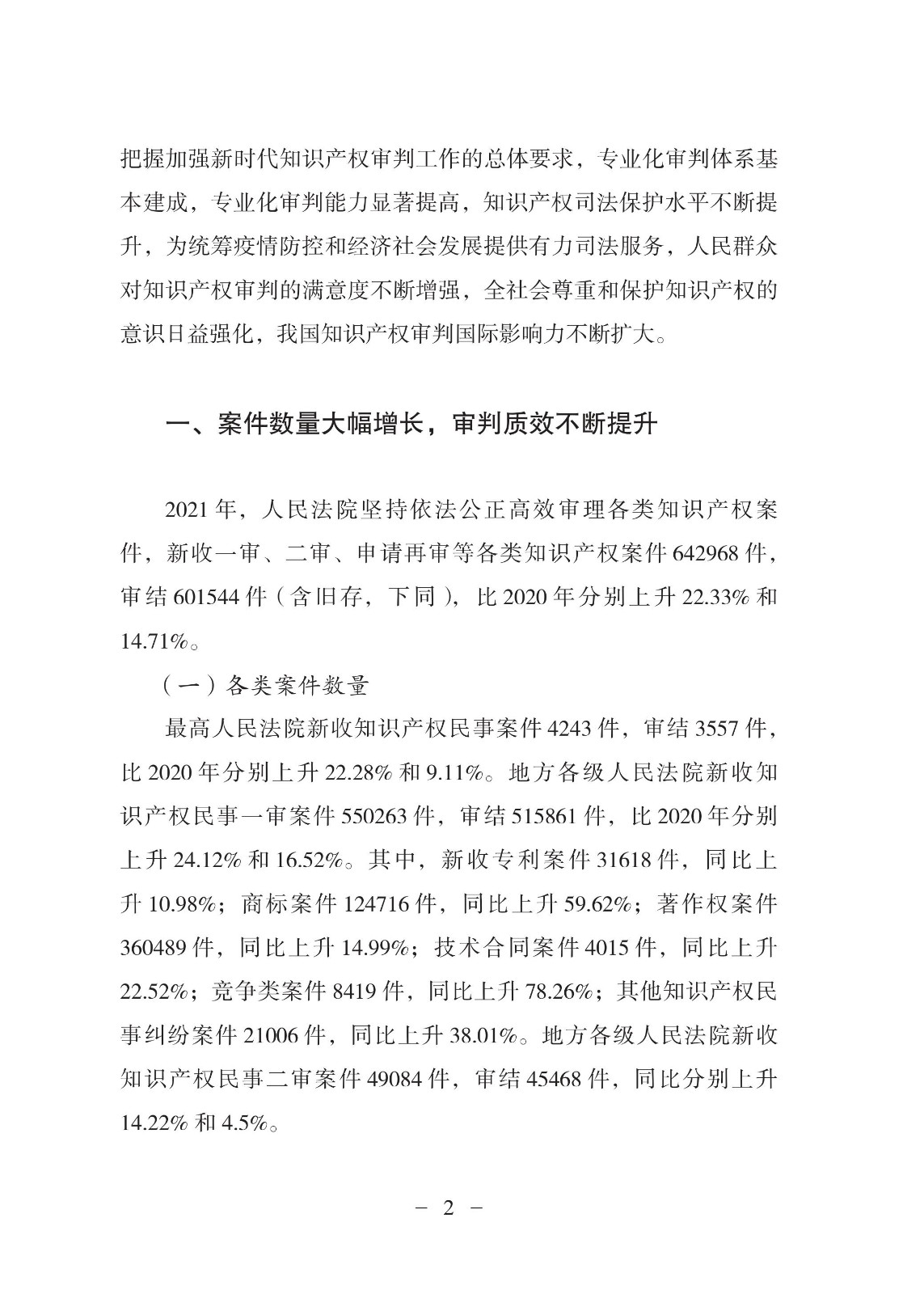 中國(guó)法院知識(shí)產(chǎn)權(quán)司法保護(hù)狀況（2021年）全文發(fā)布！