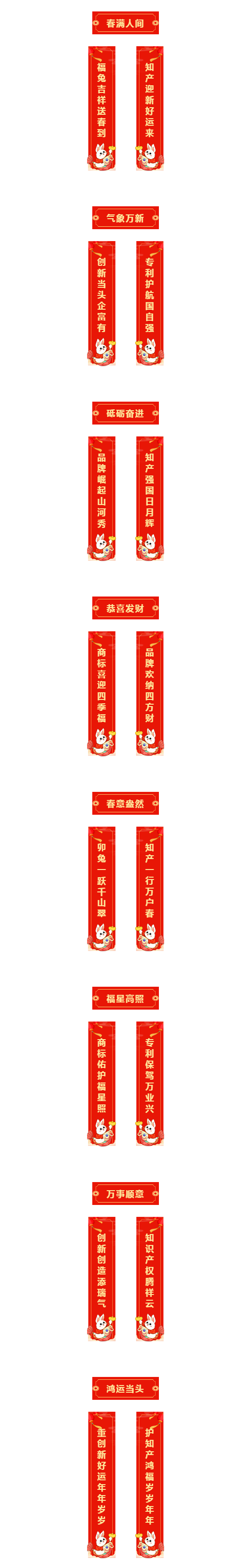 新年快樂！知產(chǎn)春聯(lián)高高掛，鴻運(yùn)財(cái)源滾滾來