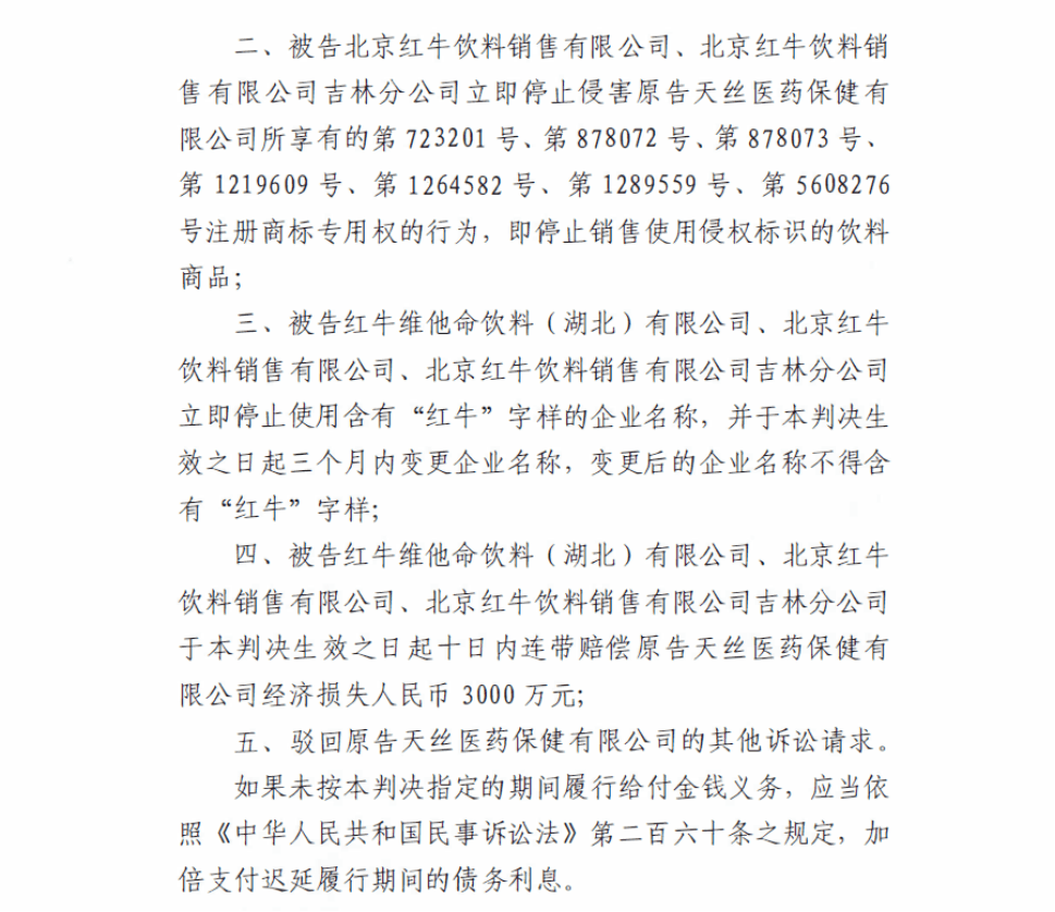 紅牛案最新進展：華彬湖北工廠及銷售公司被判侵權(quán)，判罰3000萬元！