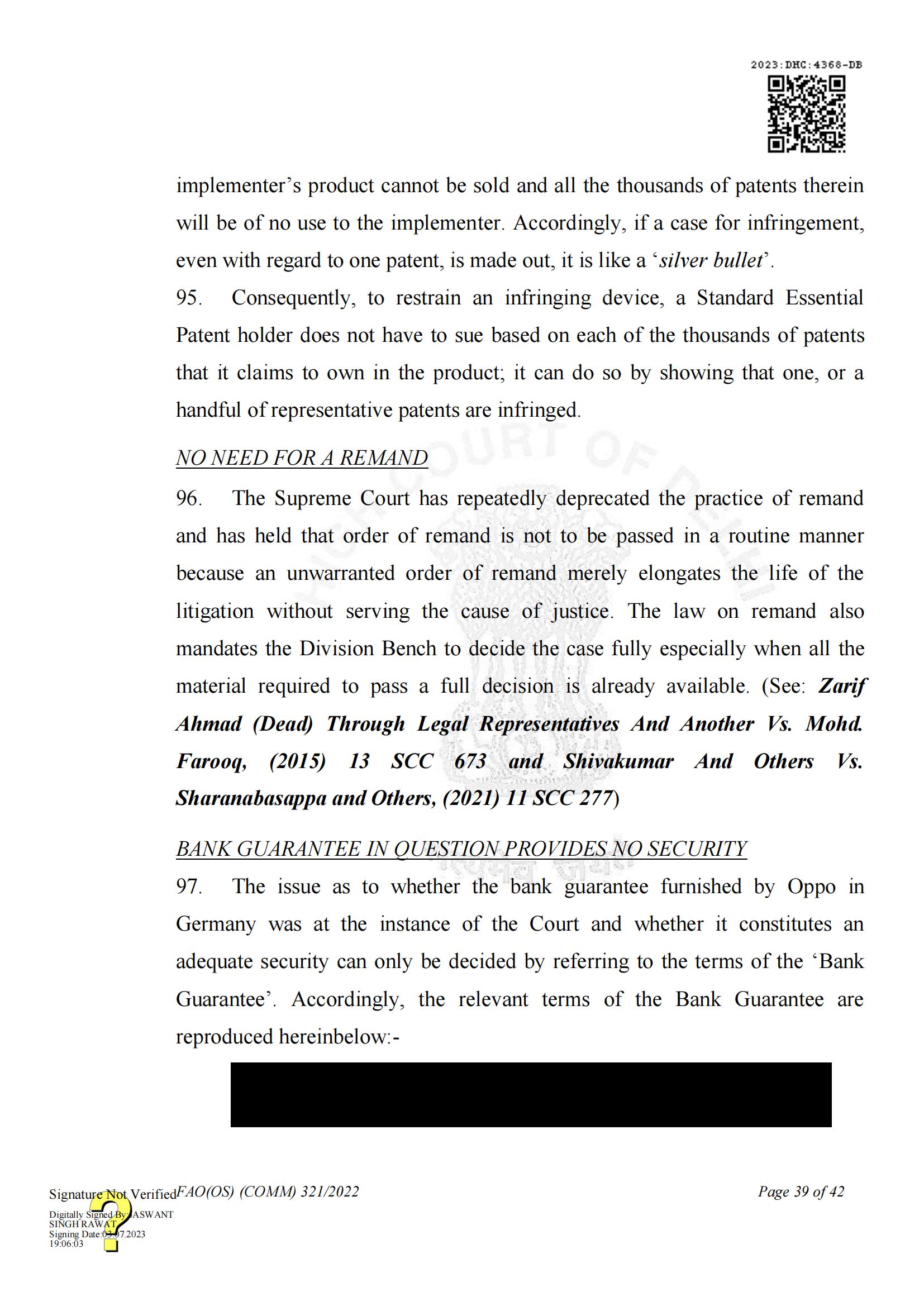 最新進展！印度高等法院要求OPPO支付保證金，因涉嫌侵犯諾基亞5G SEPs｜判決書