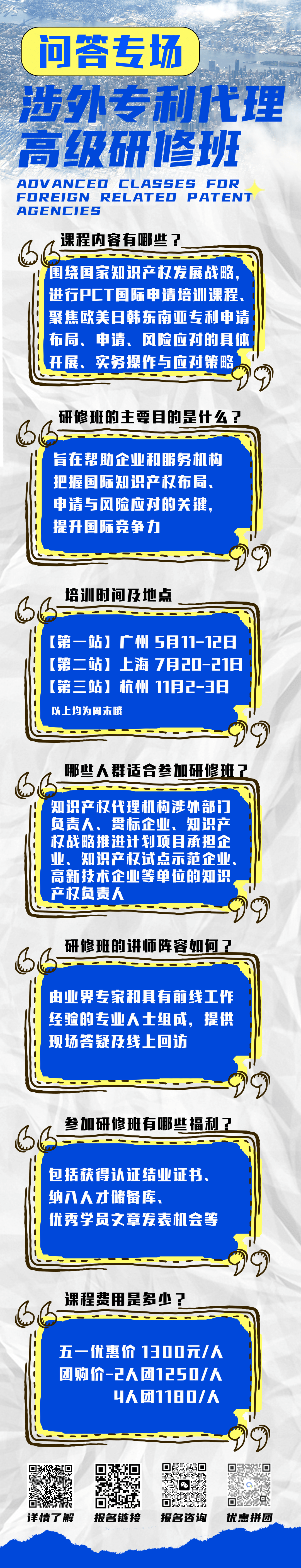 您的問題，我們來解答！ —— 涉外專利代理高級研修班Q&A特輯