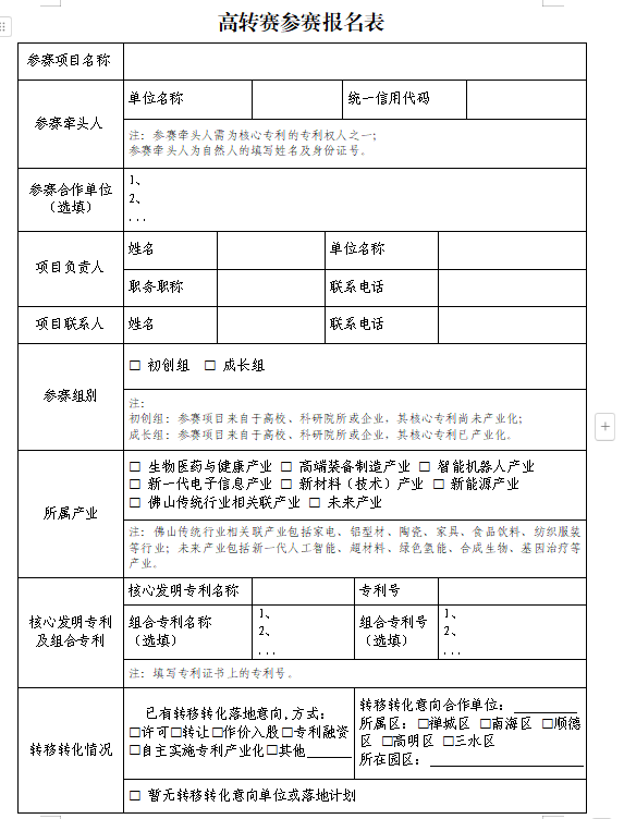 報(bào)名指南 | 第二屆佛山高價(jià)值專利成果轉(zhuǎn)移轉(zhuǎn)化大賽參賽報(bào)名啟動(dòng)