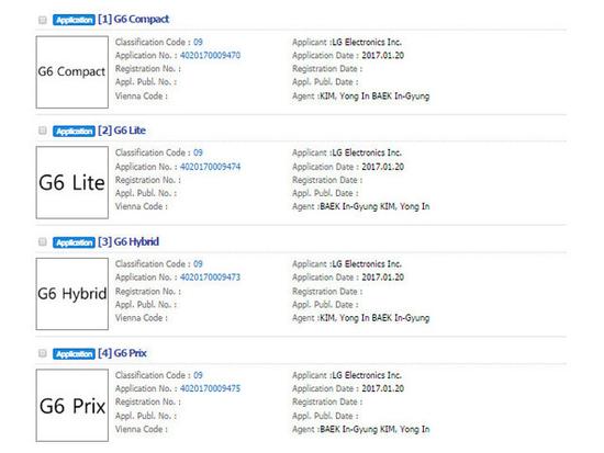 LG G6將有多個版本 這些商標(biāo)已被注冊