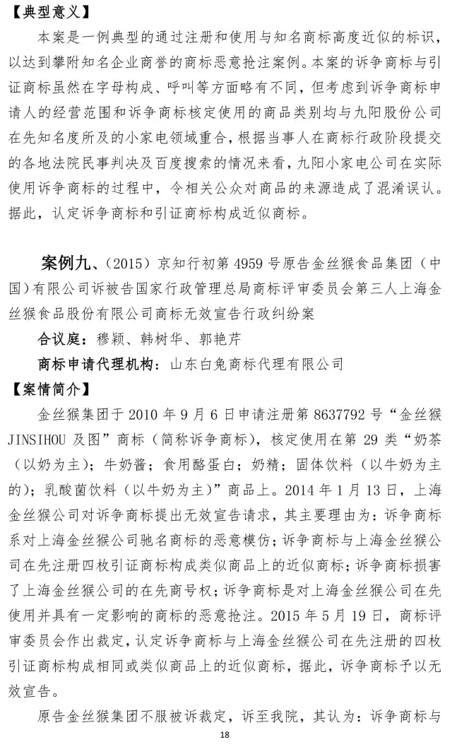 北知院發(fā)布18件規(guī)制商標(biāo)惡意注冊(cè)典型案例(更正版）