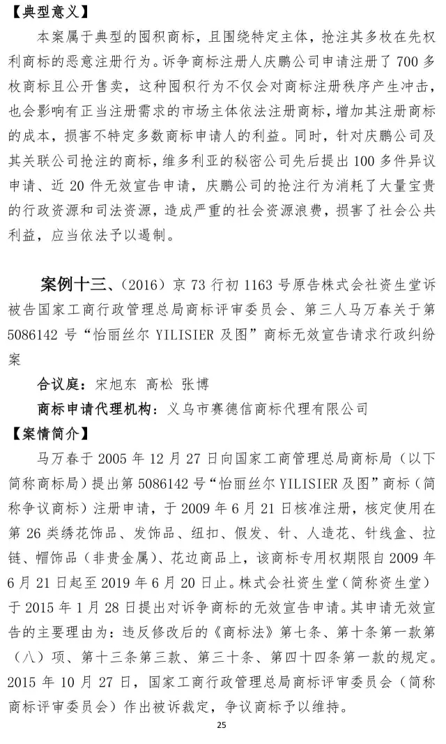 北知院發(fā)布18件規(guī)制商標(biāo)惡意注冊(cè)典型案例(更正版）