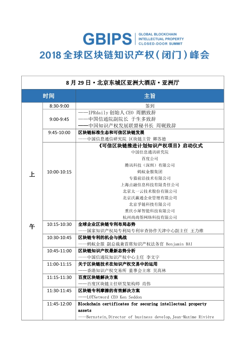 2018年全球區(qū)塊鏈知識(shí)產(chǎn)權(quán)（閉門）峰會(huì)日程