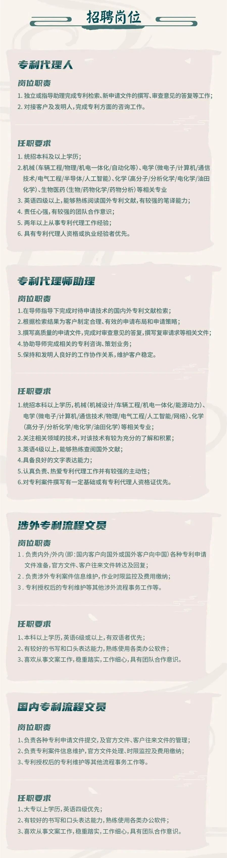 聘！三聚陽光山西太原分公司招聘「專利代理人＋專利代理師助理＋涉外專利流程文員......」