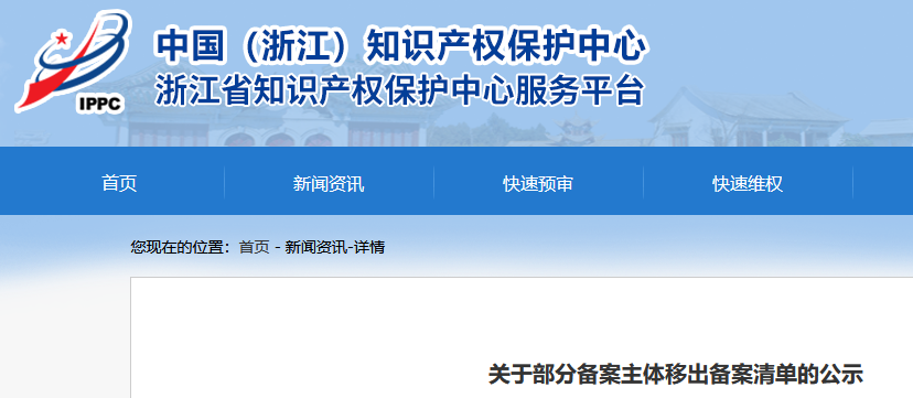 882家備案主體擬移出中國（浙江）保護中心專利預(yù)審服務(wù)備案清單｜附名單